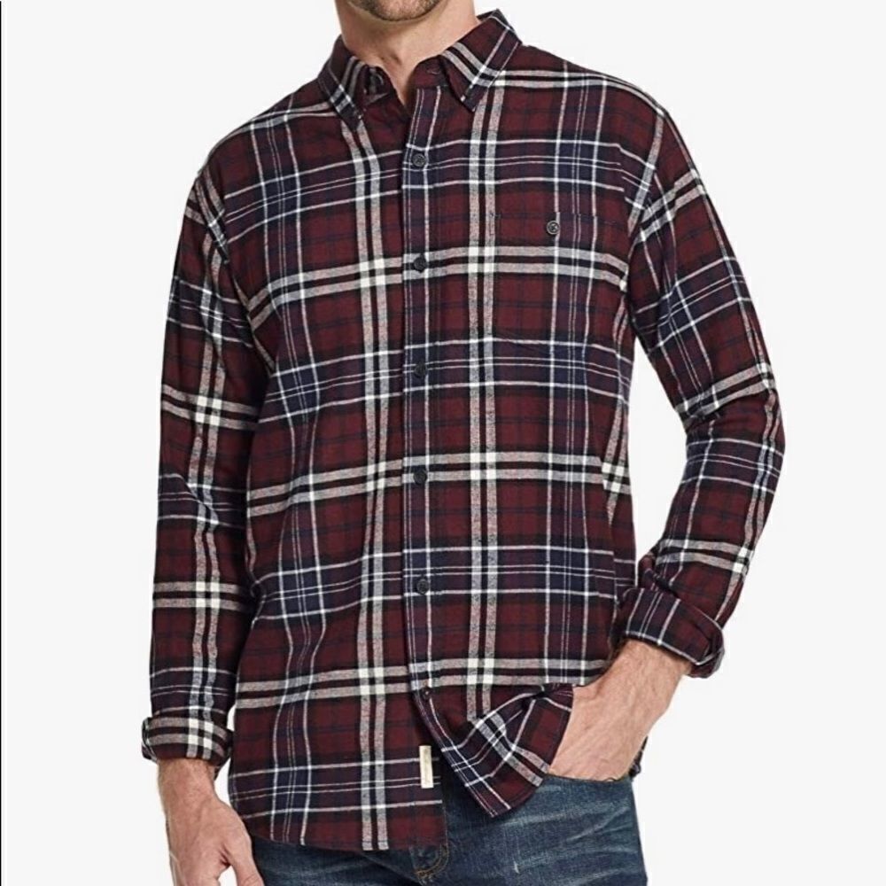 Weatherproof Maroon Plaid Flannel Shirt